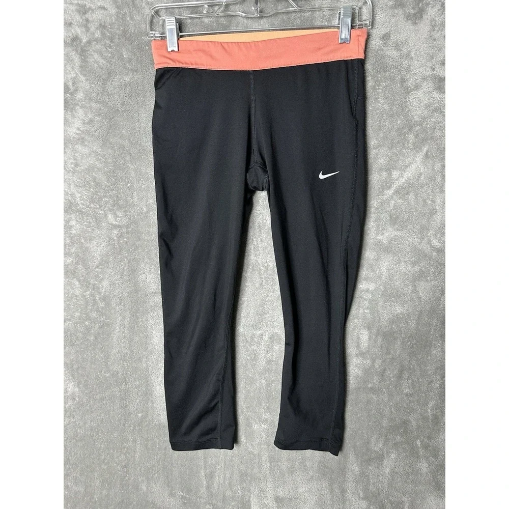Nike Leggings Women's Small Dri-Fit Logo Athletic Running Skinny Cropped‎